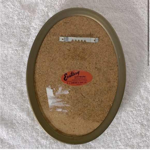 Vintage Ecstasy Giftware Black  Velvet Embroidered Oval Framed Art Happy Anniver - Picture 2 of 5